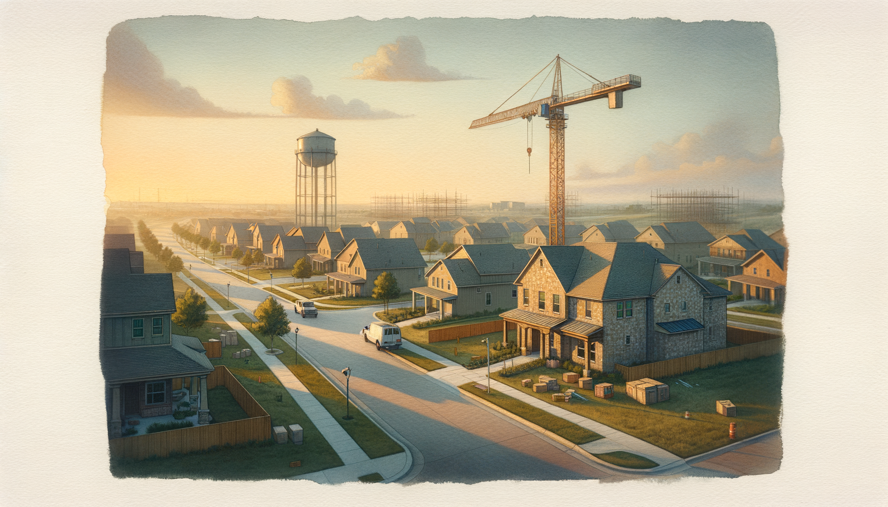 Texas construction labor shortage slows new home building New home construction site in Texas showing smaller crew and slower progress amid labor shortages